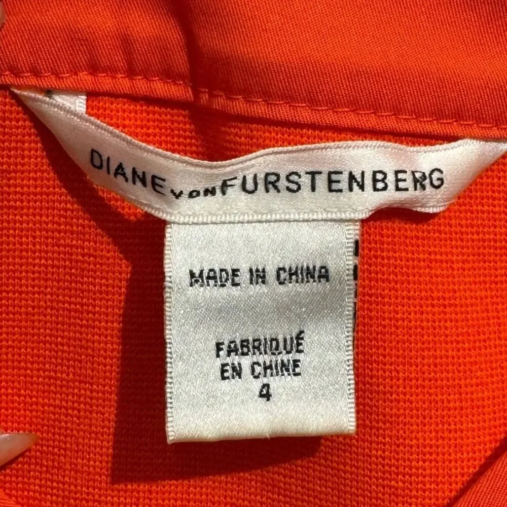 DIANE VON FURSTENBERG Orange V-Neck Button-Up Mini Dress - Picture 11 of 11